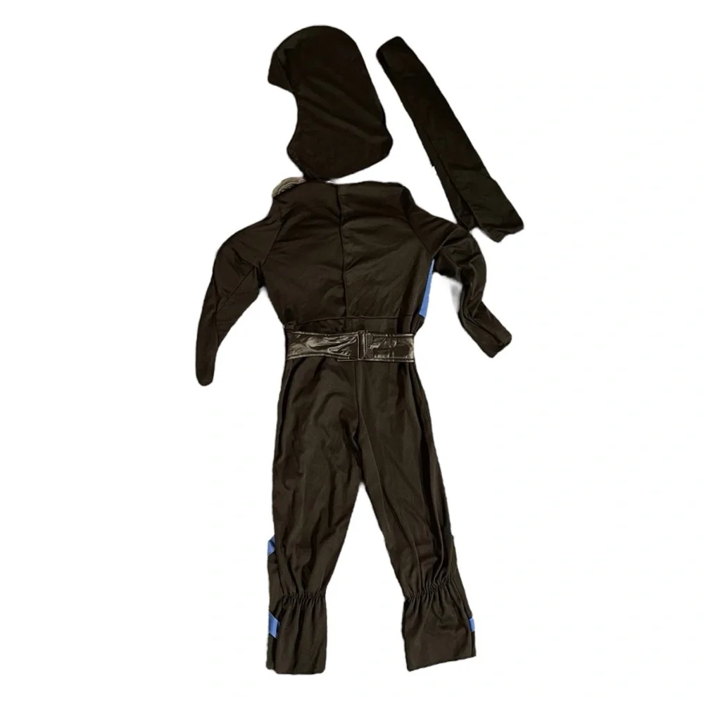Kids 4 Piece Muscle Ninja Costume Black Size Small